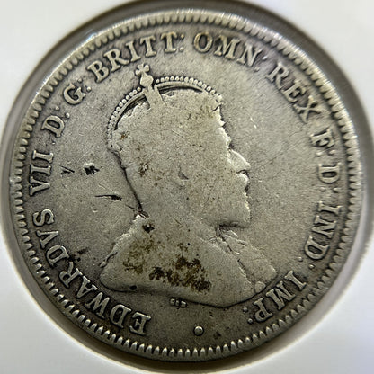 1910 Shilling Coin - Very Good - Edward VII Silver First Year