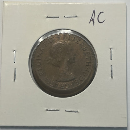1964 Half Penny Coin - Off Centre Misstrike Error Lip - Scarce Predecimal Collar