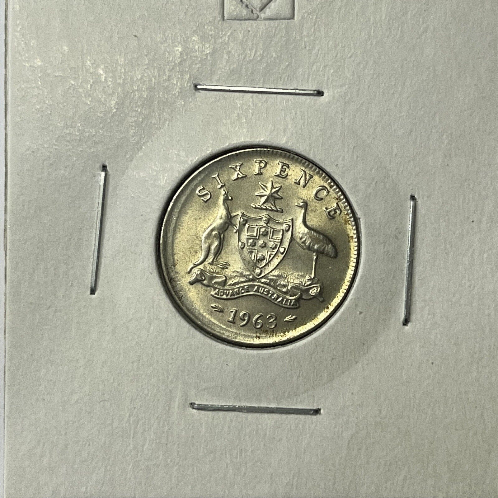 1963 Sixpence Coin - BroadStrike Misstrike Error - Silver Scarce Collar