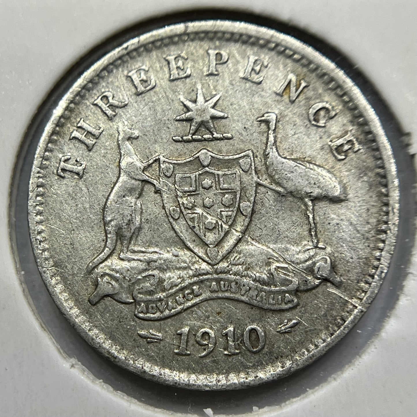 1910 Threepence Coin - almost Very Fine - Edward VII Silver Predecimal