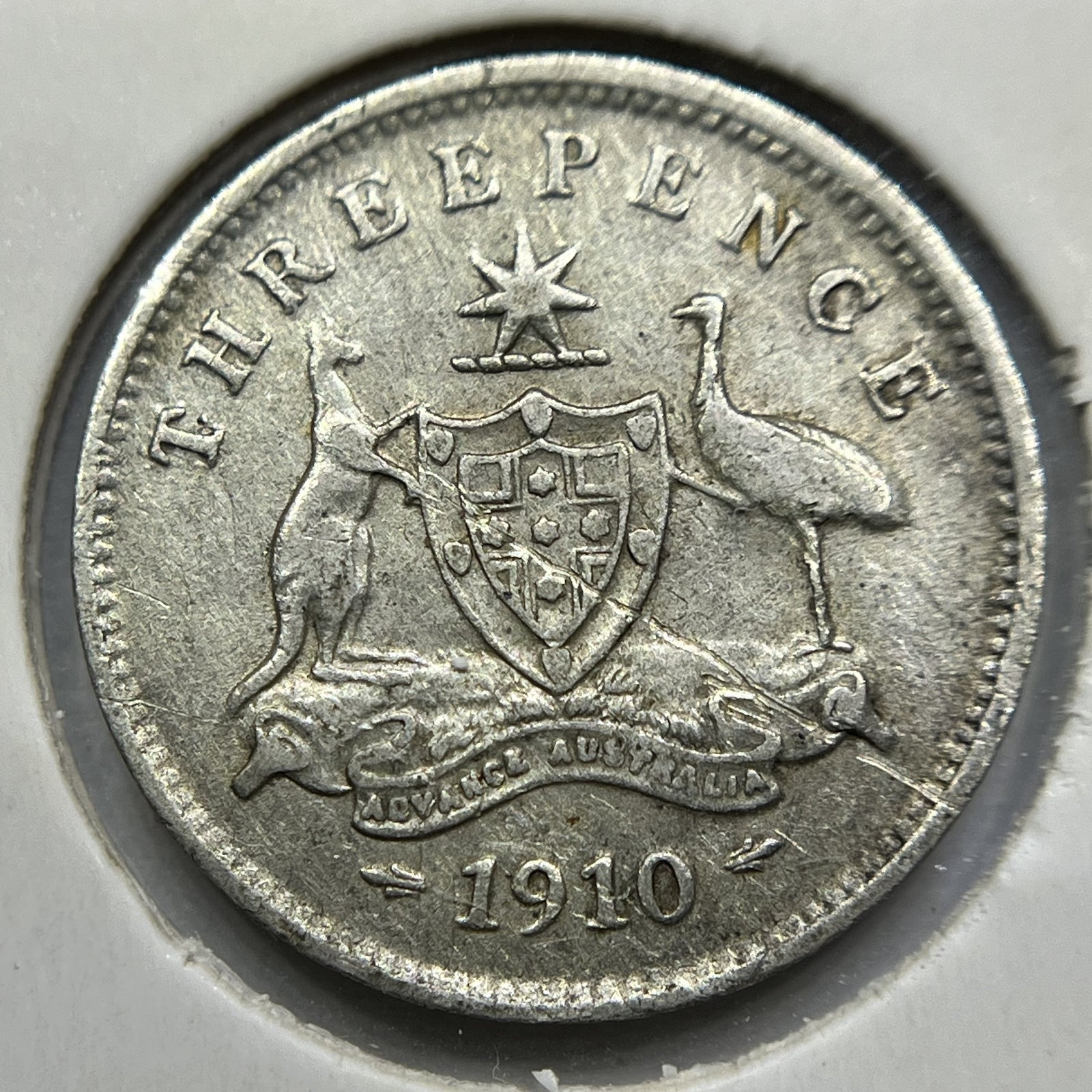 1910 Threepence Coin - almost Very Fine - Edward VII Silver Predecimal
