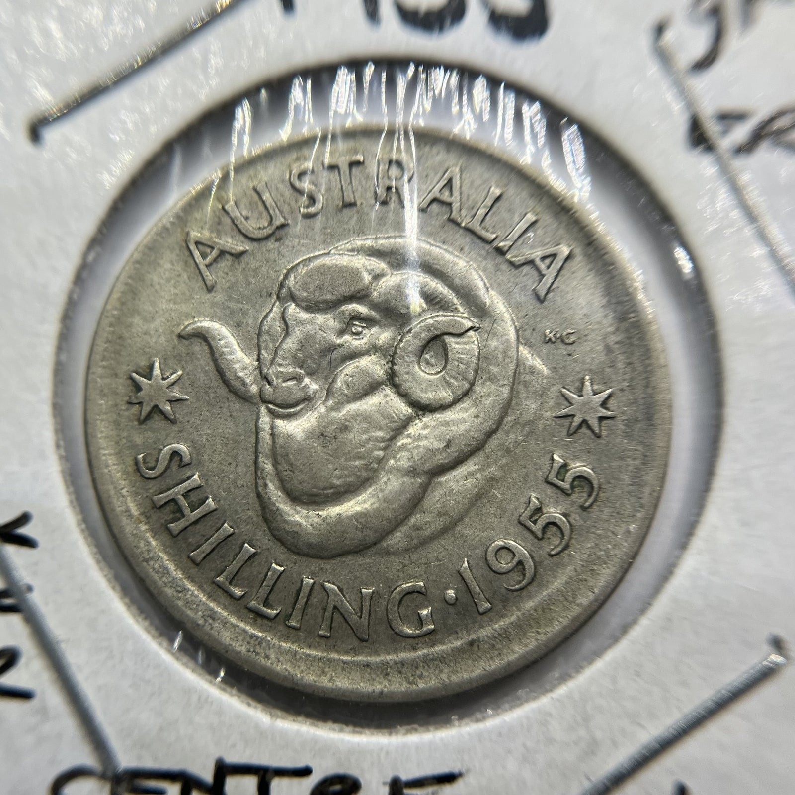 1955 Shilling Error Coin - Large BroadStrike Misstrike - Silver Predecimal