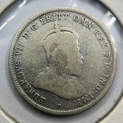 1910 Shilling Coin - Very Good - Edward VII Silver Predecimal First Year