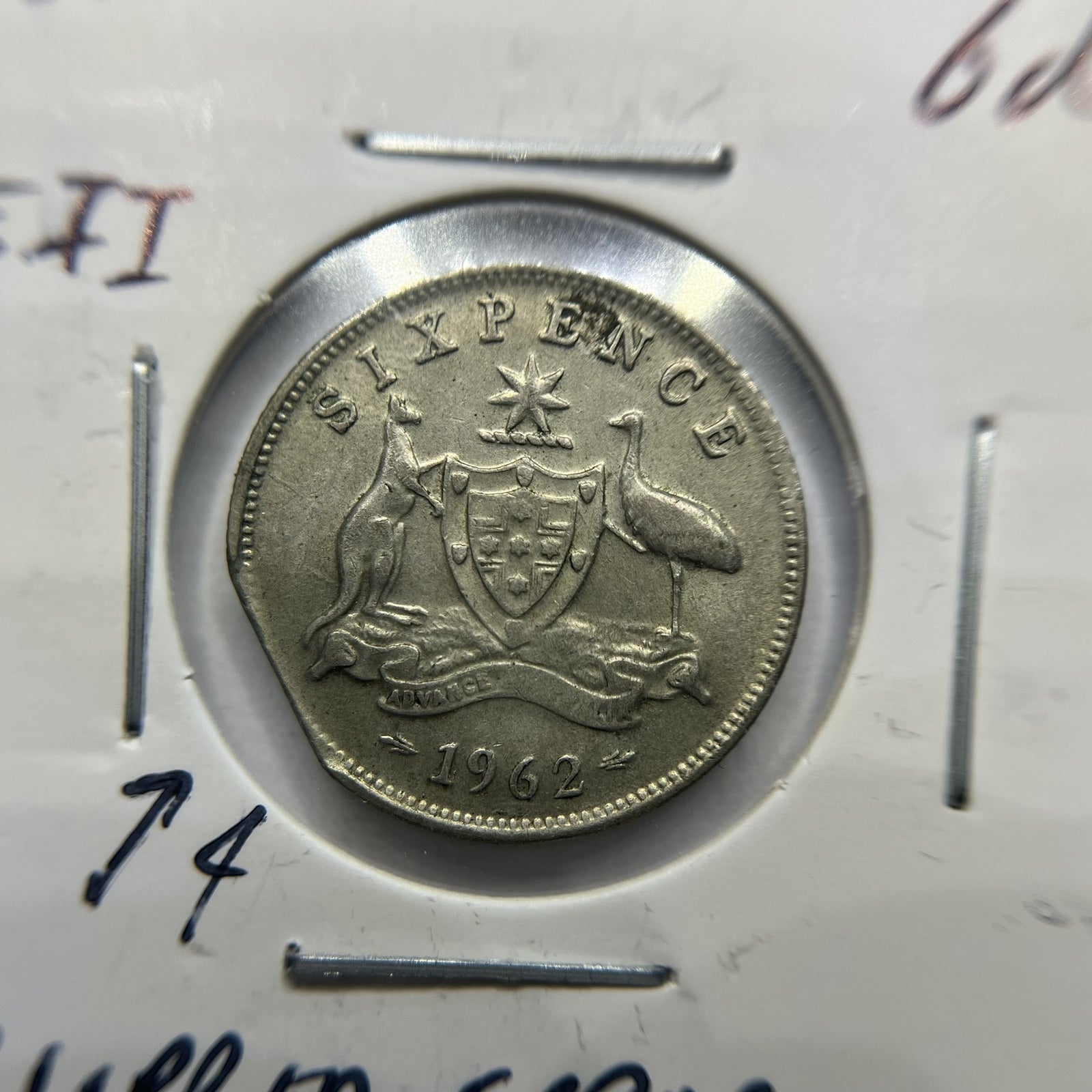 1962 Sixpence Error Coin - Straight Clipped Planchet - Silver Elizabeth II