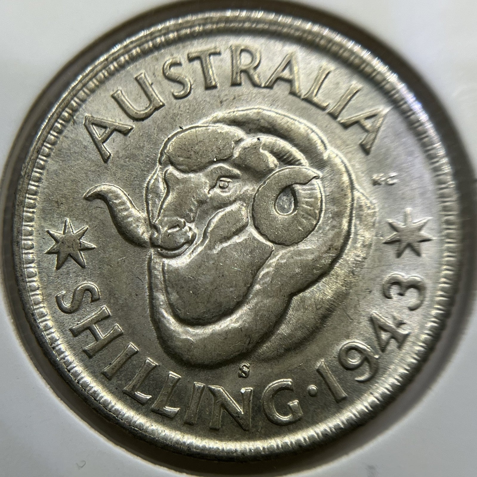 1943 s Shilling Coin - Uncirculated Lustre - George V Silver Predecimal