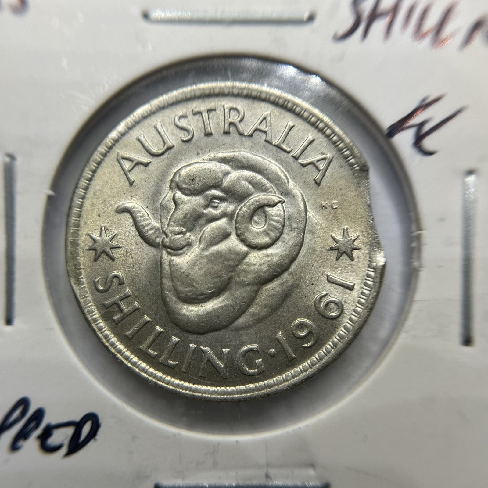1961 Shilling Error Coin - Clipped Planchet Rim Bite - Silver Elizabeth II