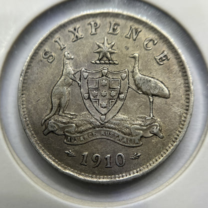1910 Sixpence Coin - good Very Fine - Edward VII Silver Predecimal