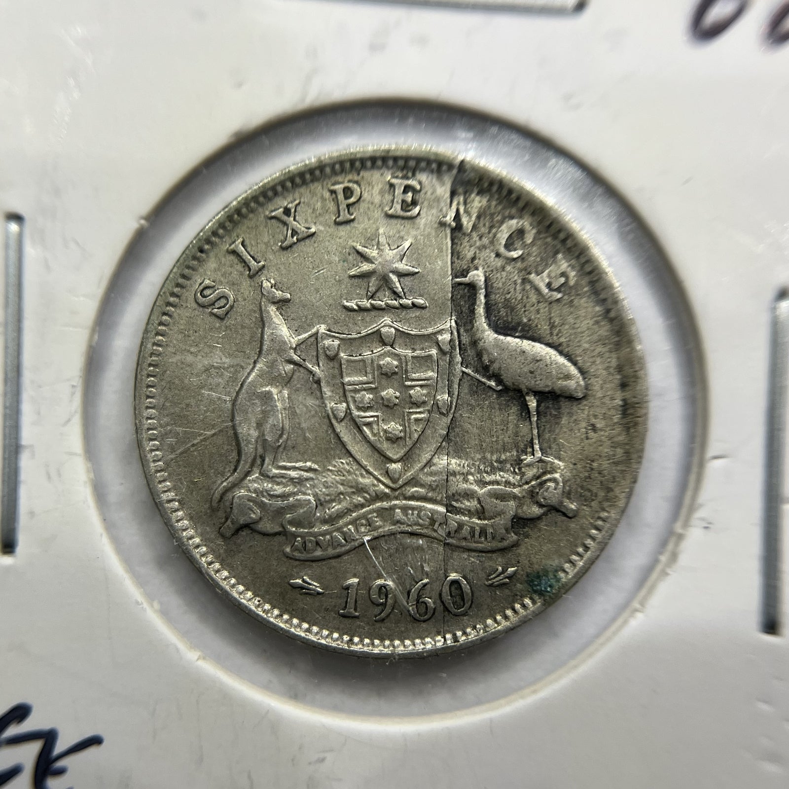 1960 Sixpence Error Coin - Planchet Flaw Reverse - Elizabeth II Silver