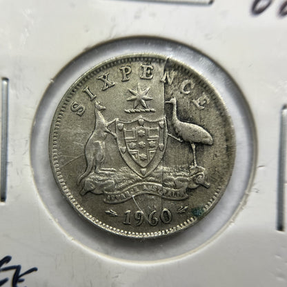 1960 Sixpence Error Coin - Planchet Flaw Reverse - Elizabeth II Silver