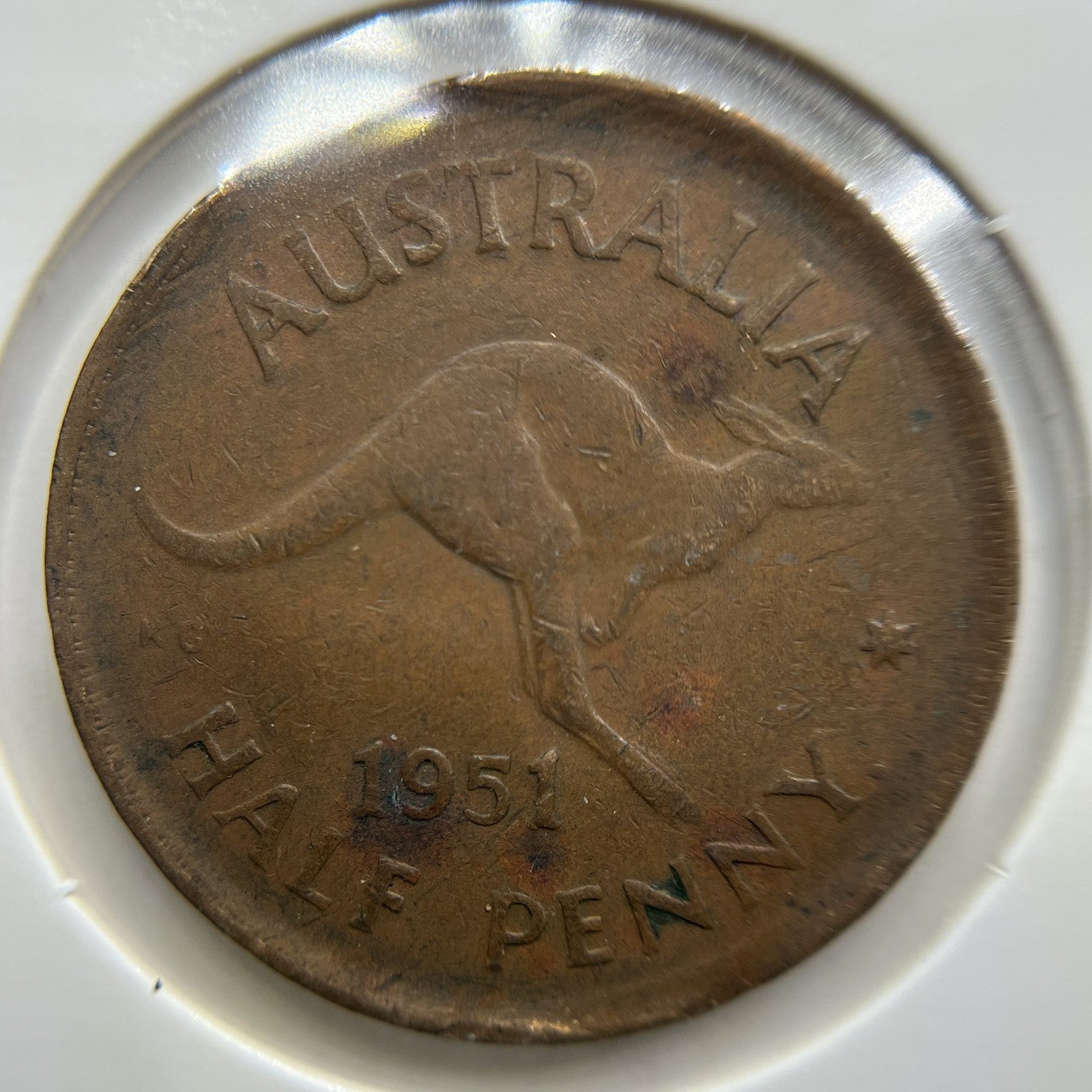 1951 Half Penny Error Coin - Clipped Planchet - George VI Australia