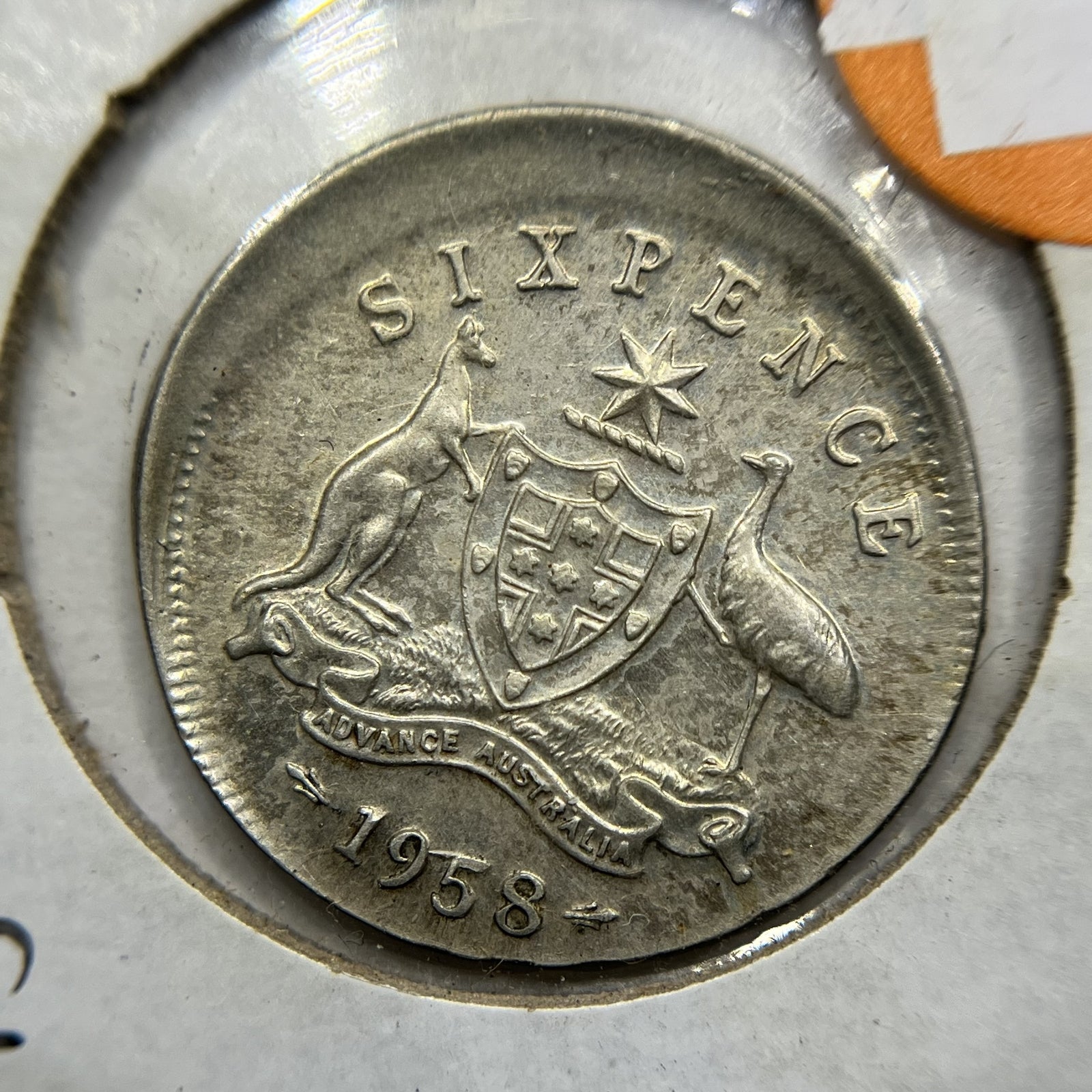 1958 Sixpence Error Coin - Large Broadstrike Very Fine - Elizabeth II Australia
