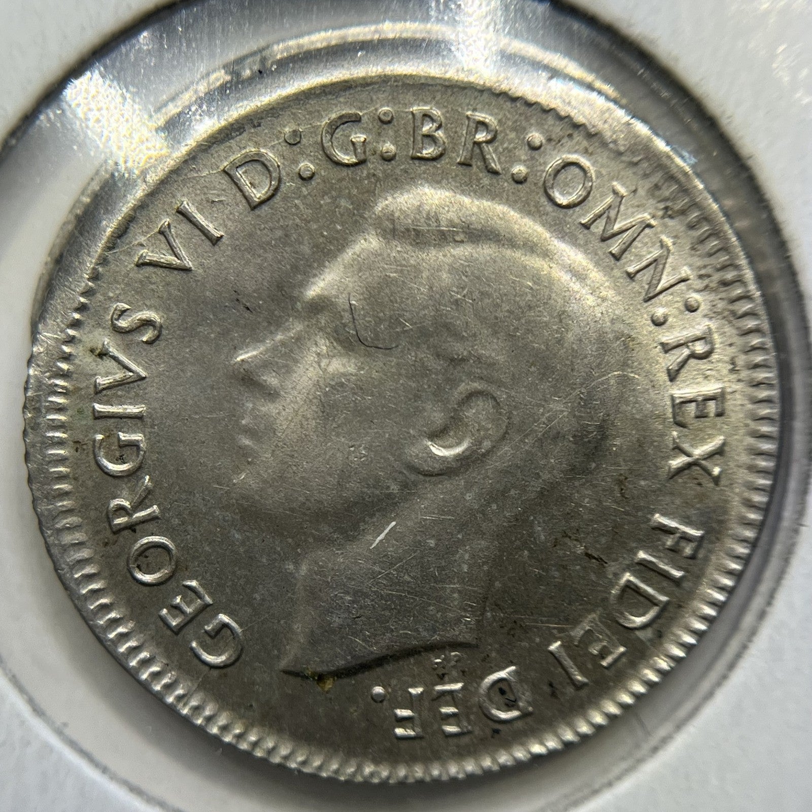 1950 Sixpence Error Coin - Major Struck out of Collar with Lip UNC - Scarce