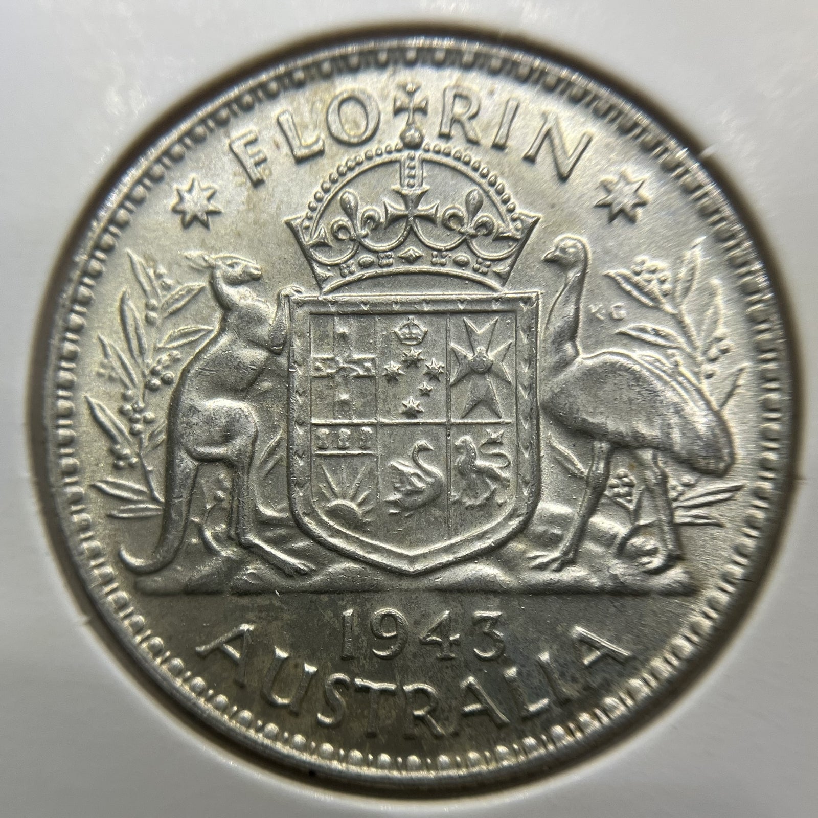 1943 Florin Coin - Extremely Fine or better - George VI Silver Predecimal