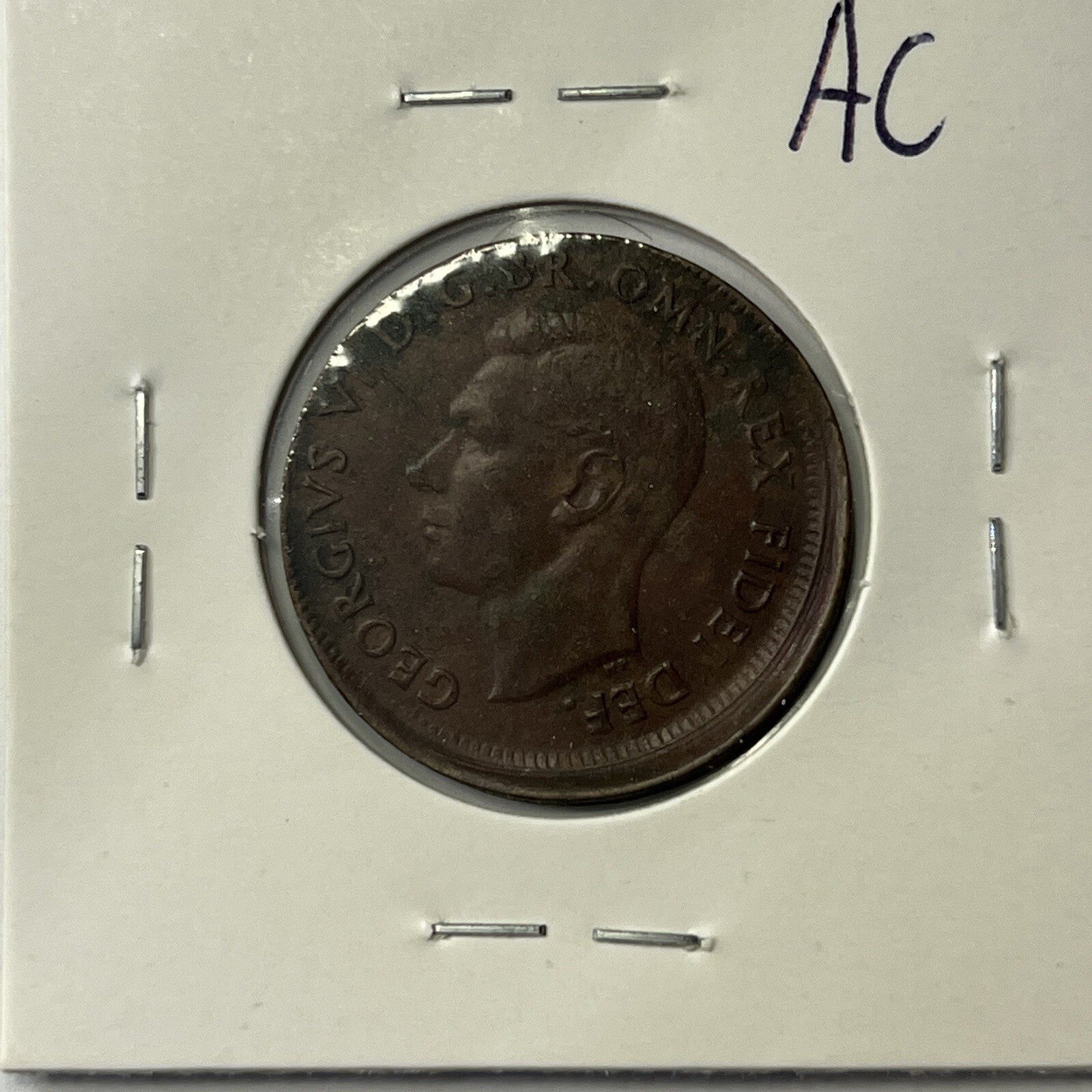 1950 Half Penny Coin - Off Centre Misstrike Error Lip - Scarce Predecimal Collar