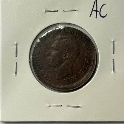 1950 Half Penny Coin - Off Centre Misstrike Error Lip - Scarce Predecimal Collar