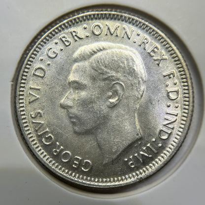 1942 Shilling Coin - Uncirculated - George VI Silver Predecimal