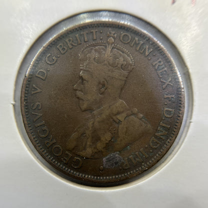 1916 Half Penny Error Coin - No I Under Scroll RARE Fine - George V