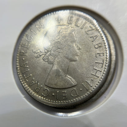 1953 Florin Coin - Off Centre Misstrike Error Major LIP Struck out of Collar
