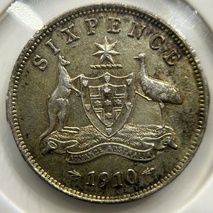 1910 Sixpence Coin - good Very Fine - Silver Edward VII