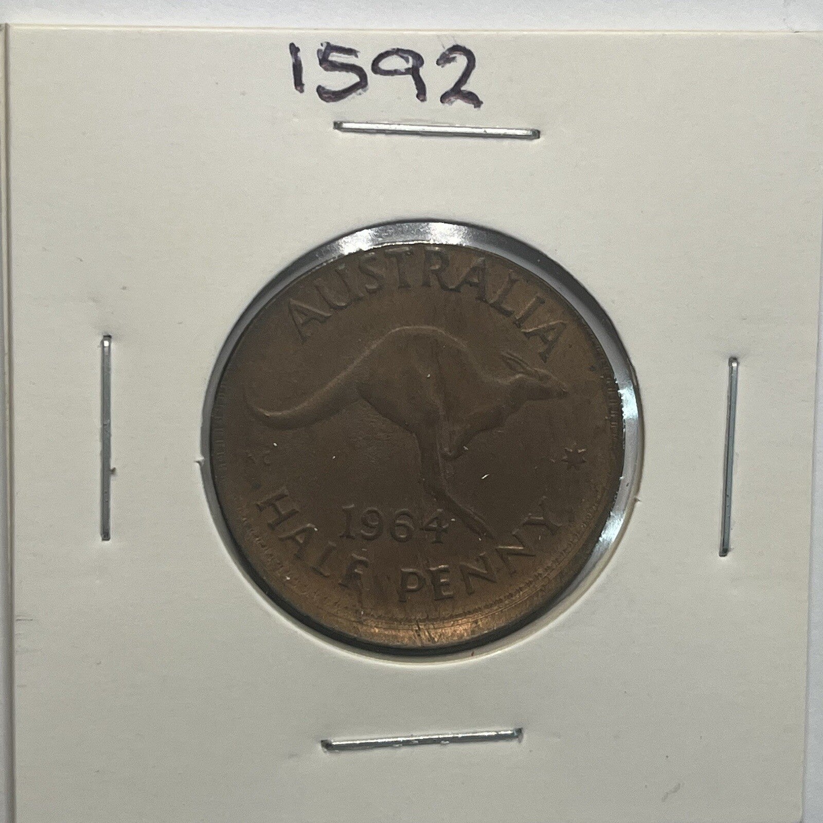 1964 Half Penny Coin - Off Centre Misstrike Error Lip - Scarce Predecimal Collar