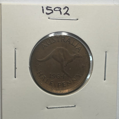 1964 Half Penny Coin - Off Centre Misstrike Error Lip - Scarce Predecimal Collar