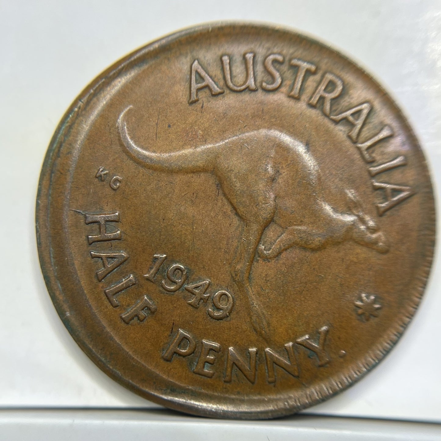1949 Half Penny Error Coin - Broad Strike with Lip aUNC - Scarce Predecimal