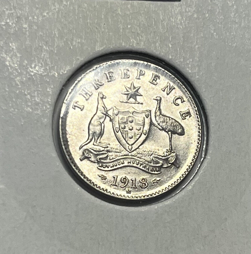1918 Threepence Coin - Choice Uncirculated - Silver Predecimal - High Grade