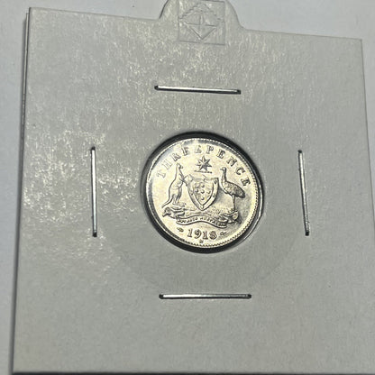 1918 Threepence Coin - Choice Uncirculated - Silver Predecimal - High Grade