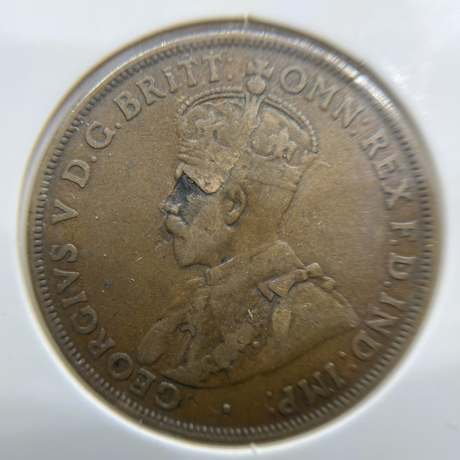 1920 Penny Error Coin - Planchet Pleel Obv Fine - George V