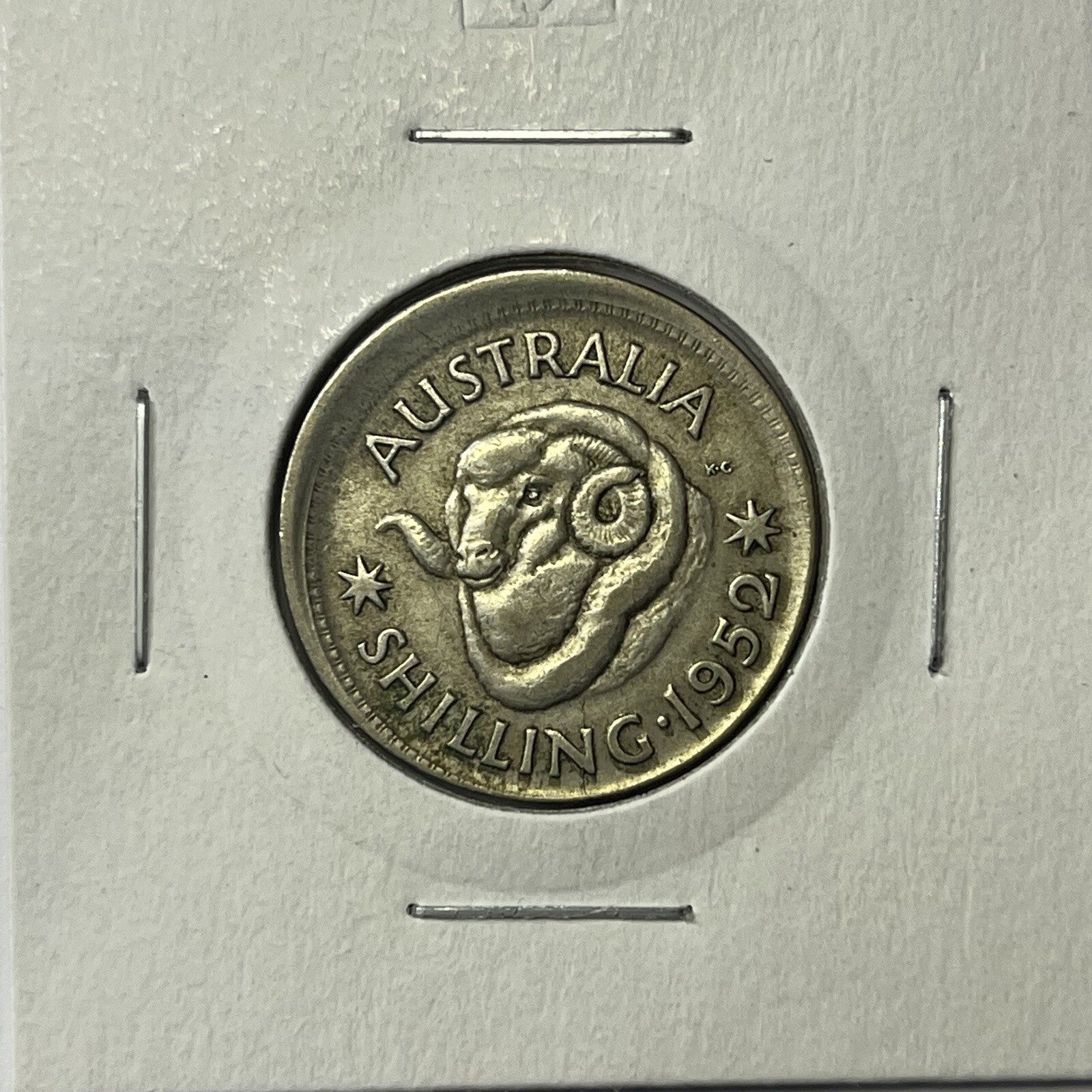1952 Shilling Coin - BroadStrike Misstrike Large Error - Silver Scarce Predecima
