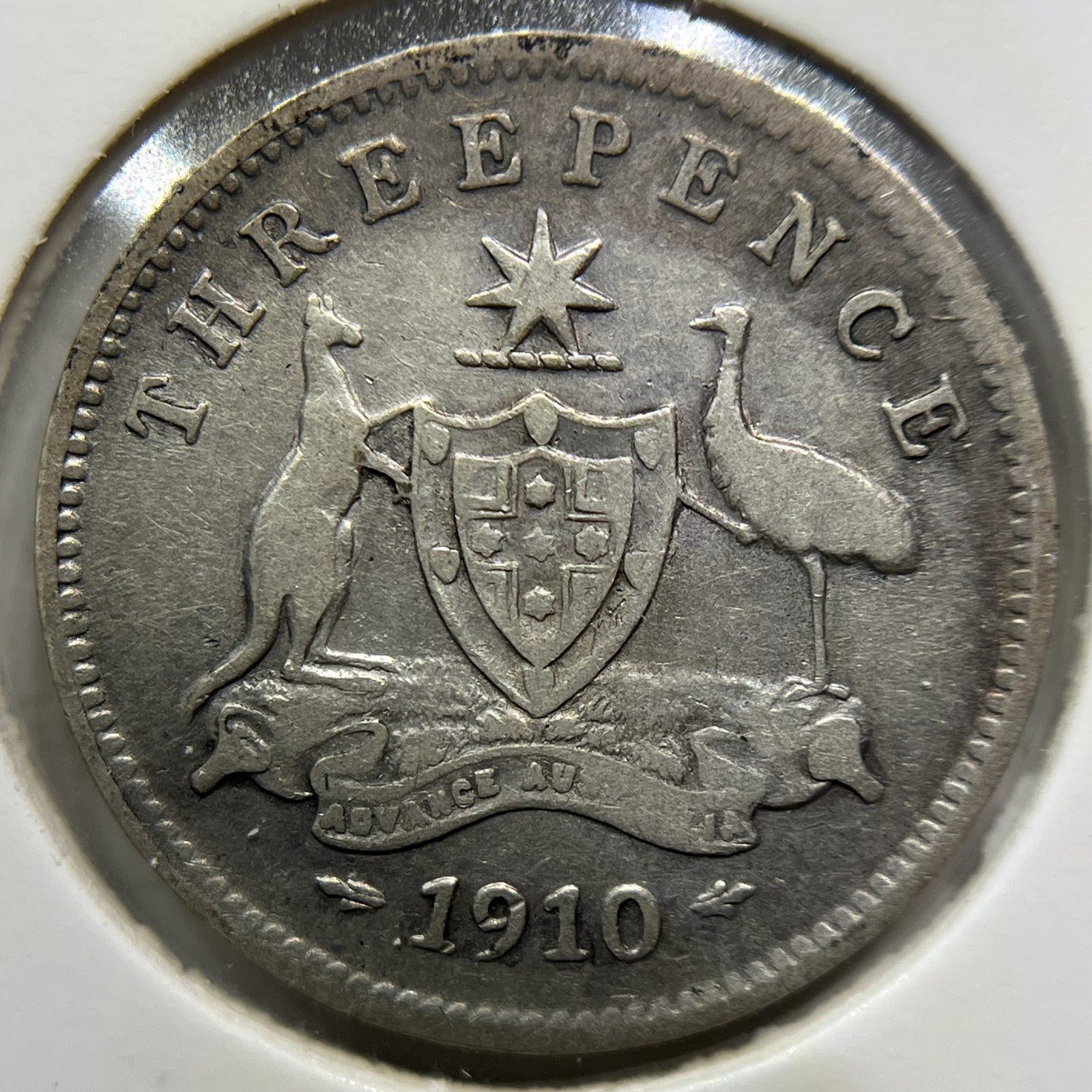 1910 Threepence Coin - about Very Fine - Silver Edward VI First Year of Issue