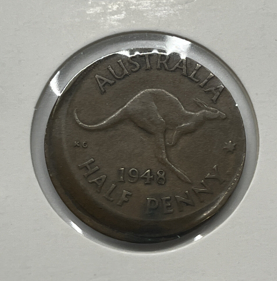 1948 Half-Penny Error Coin - Large Broadstrike With Nice Lip - Mis-strike