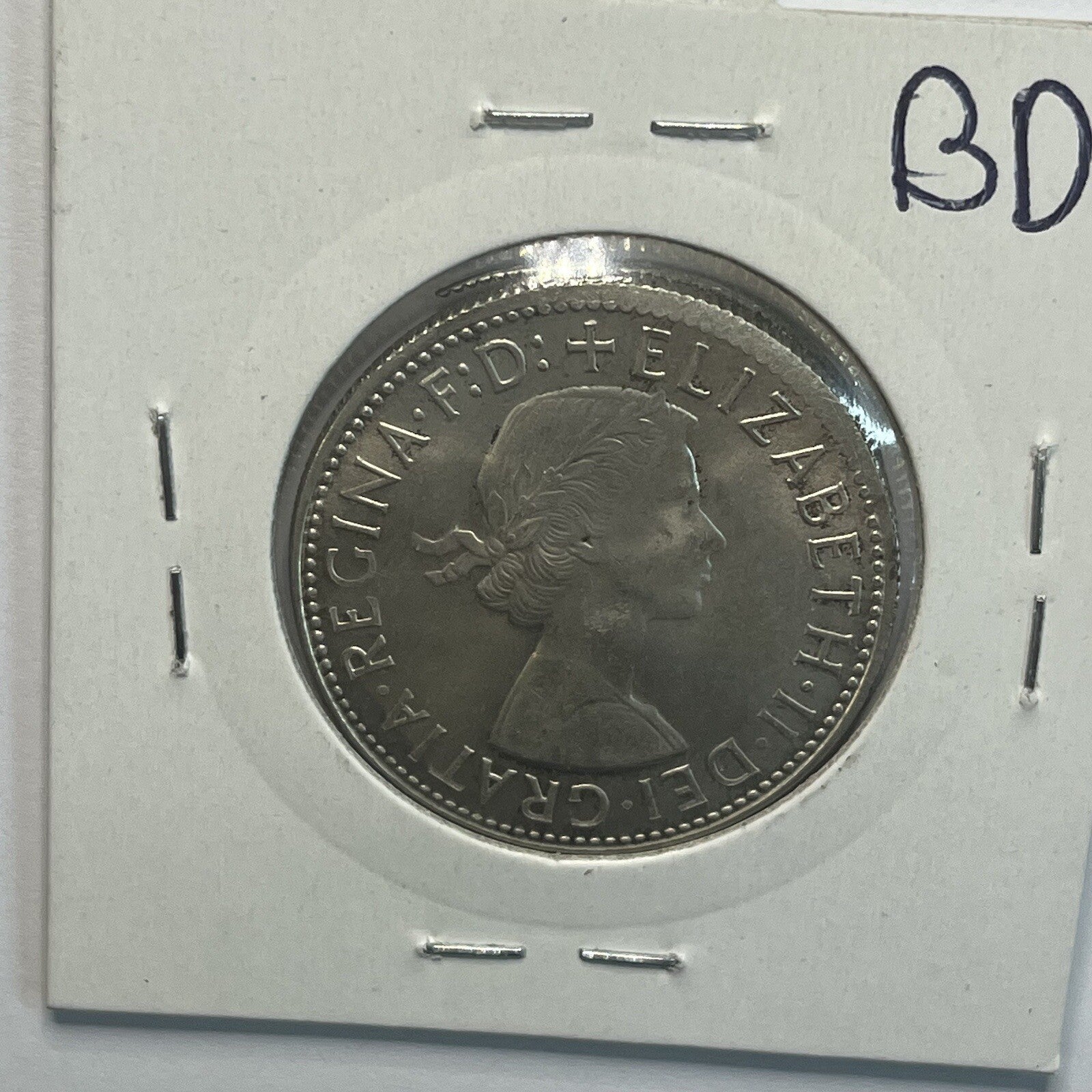 1963 Florin Coin - UNC Off Centre Misstrike Error LIP - Scarce Predecimal Collar