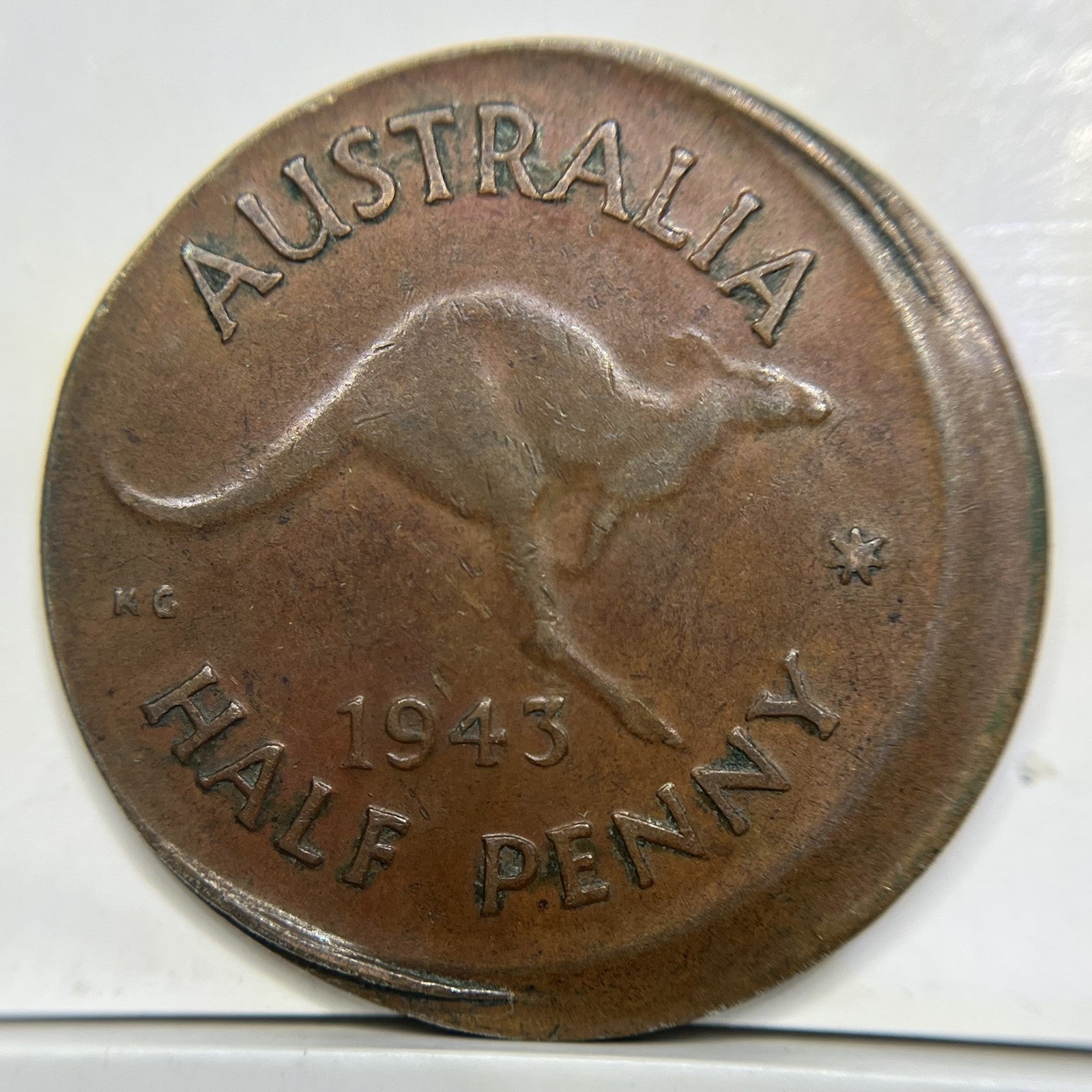 1943 Half Penny Error Coin - Broad Strike with Lip EF - Scarce Predecimal