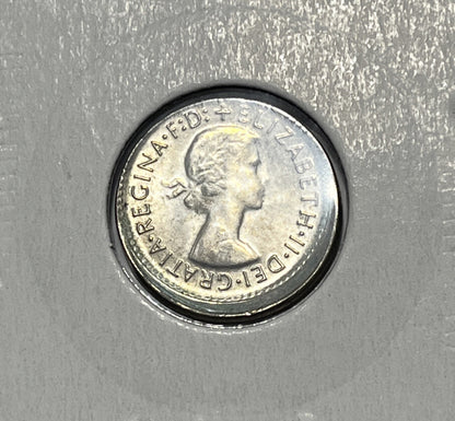 1961 Threepence Error Coin - Large Broadstrike Choice Uncirculated - Silver