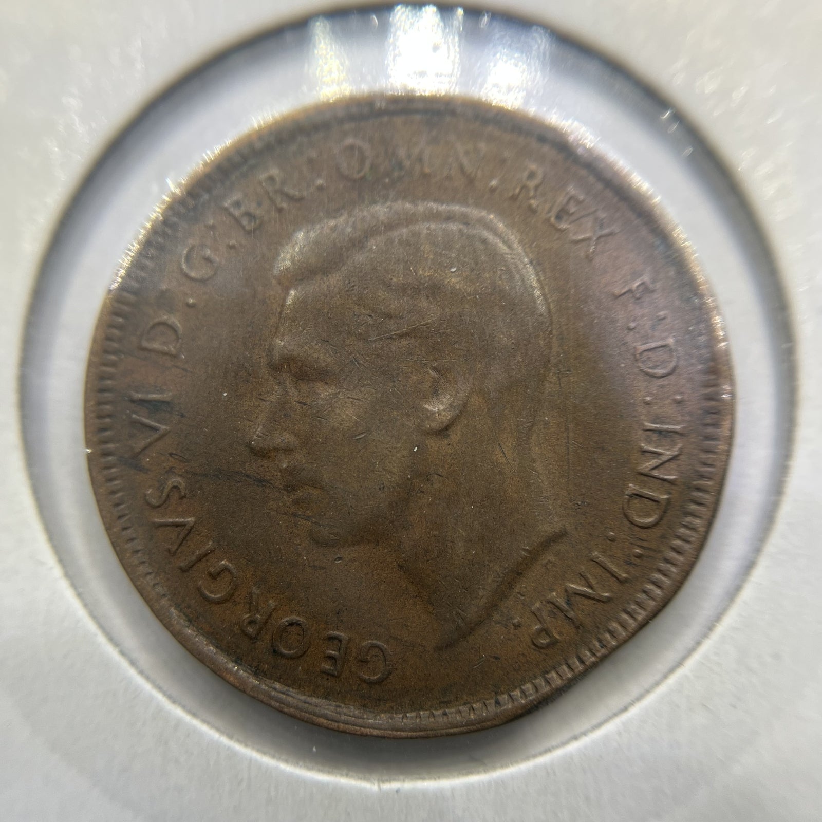 1948 Half Penny Error Coin - Straight Clip VF - George VI Predecimal