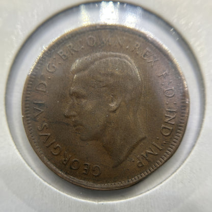 1948 Half Penny Error Coin - Straight Clip VF - George VI Predecimal