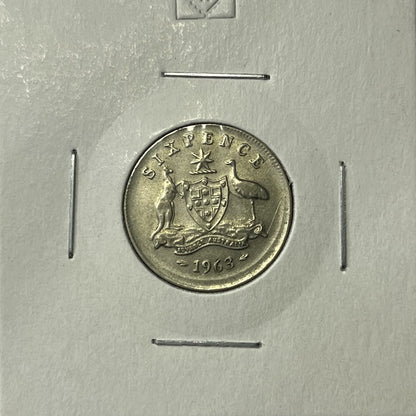 1963 Sixpence Coin - BroadStrike Misstrike Error - Silver Scarce Collar