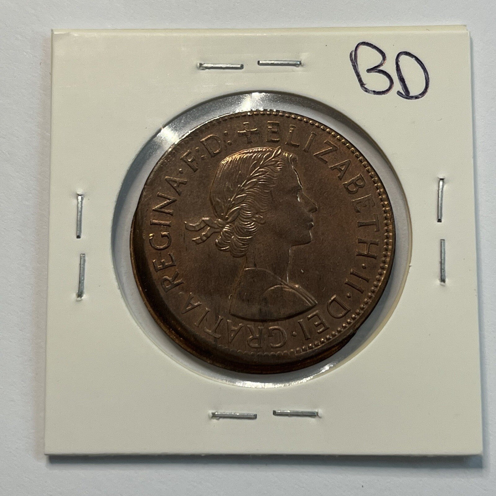 1964 Penny Coin - Struck Out of Collar Misstrike Error Large Lip - Predecimal