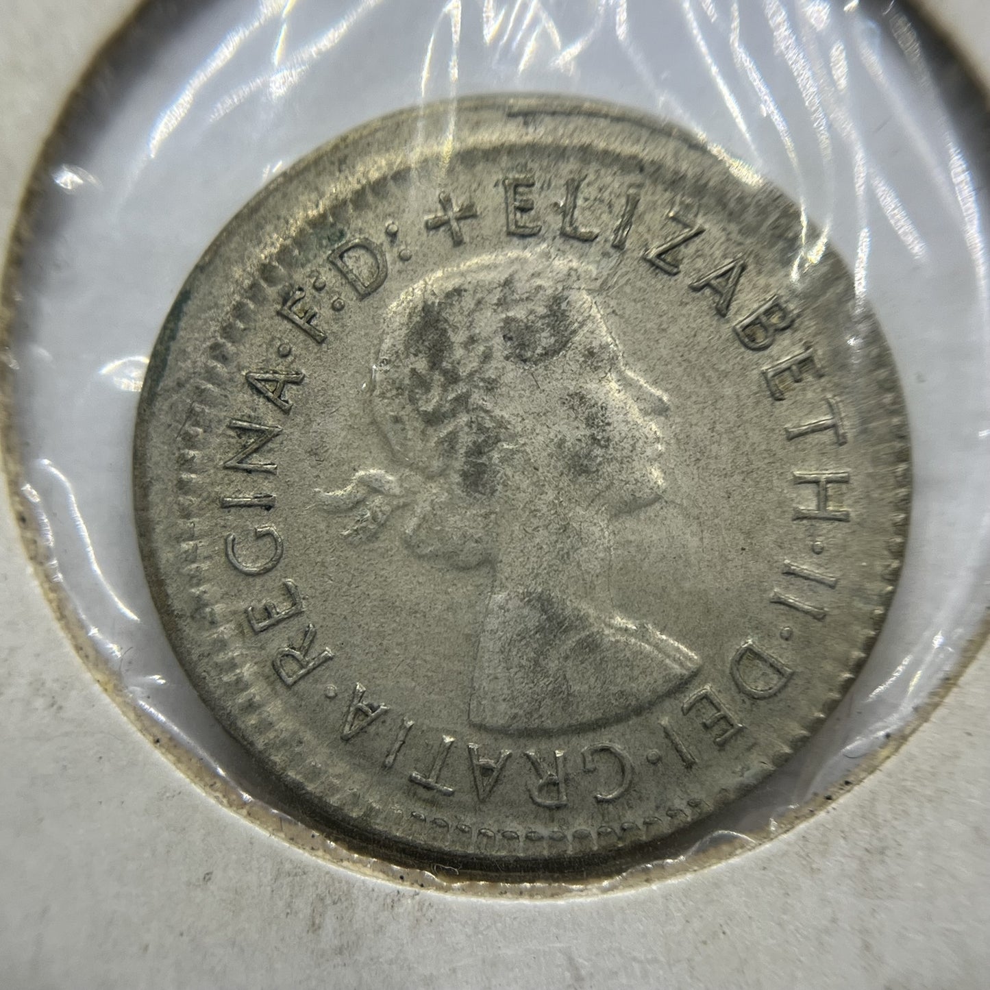 1956 Sixpence Error Coin - Broadstrike Very Fine - Elizabeth II Australia