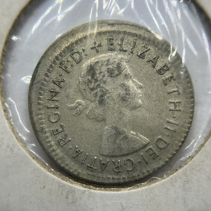 1956 Sixpence Error Coin - Broadstrike Very Fine - Elizabeth II Australia