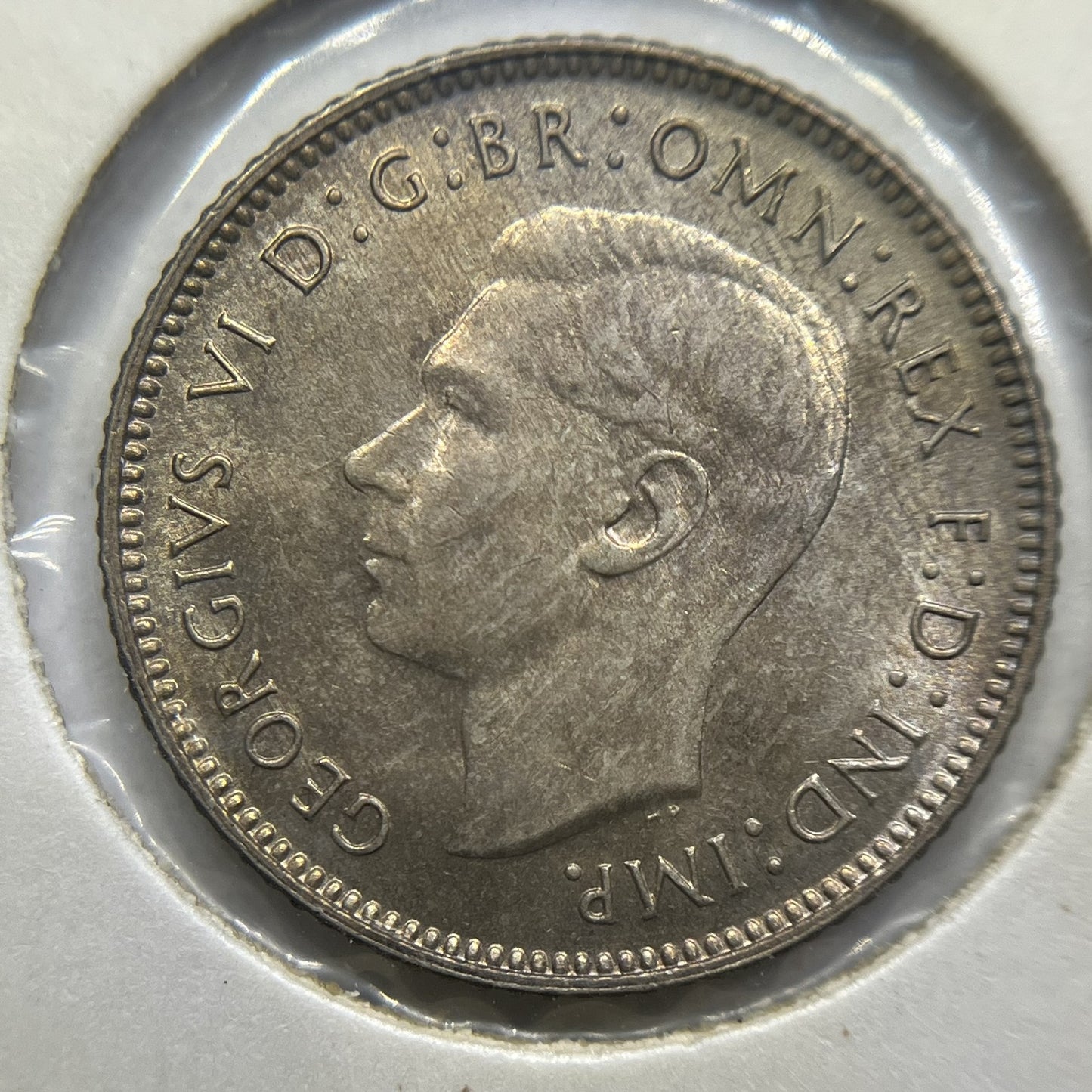 1942 s Sixpence Coin - Uncirculated Toned - George VI Silver Predecimal