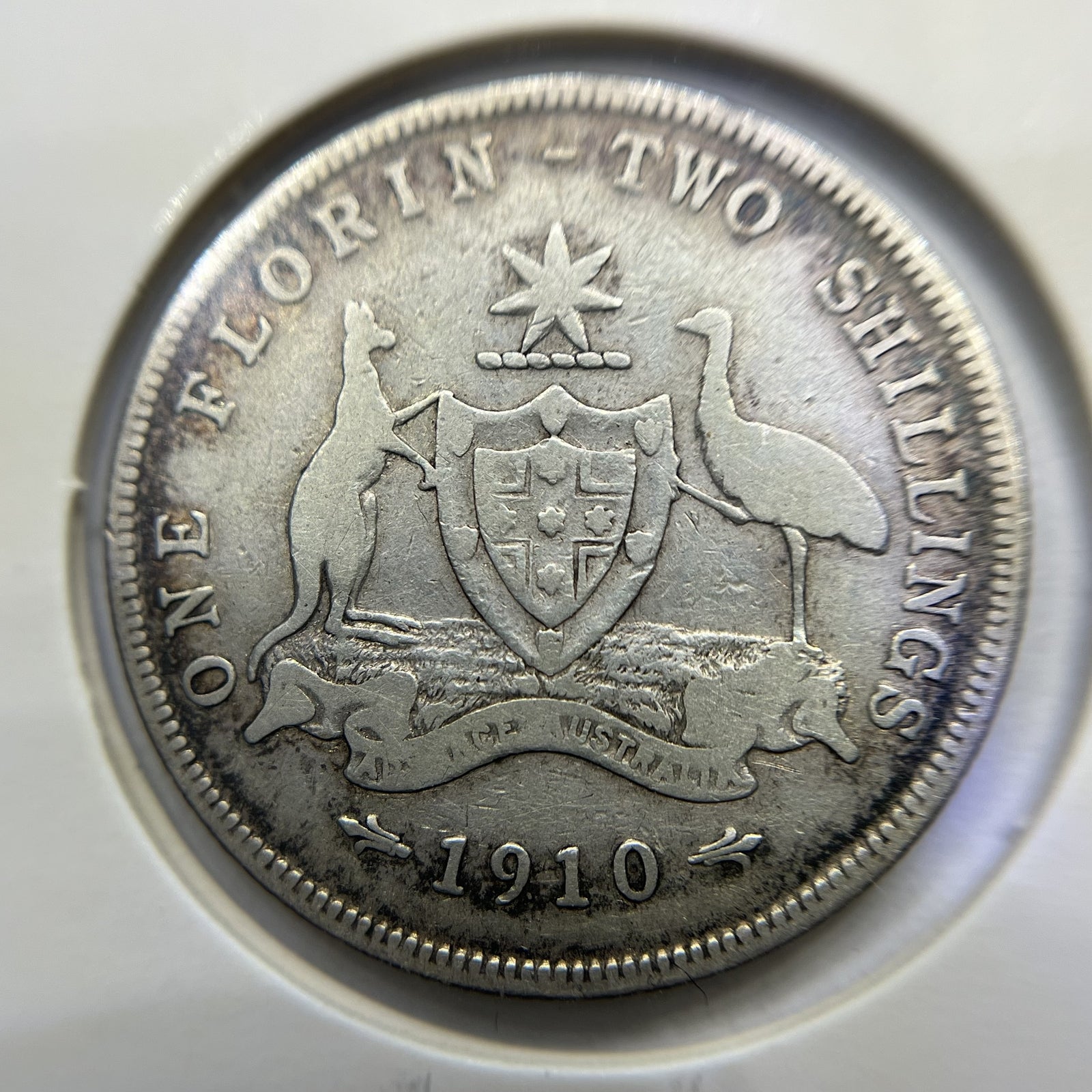 1910 Florin Coin - Fine - Edward VII Silver Predecimal First Year of Issue