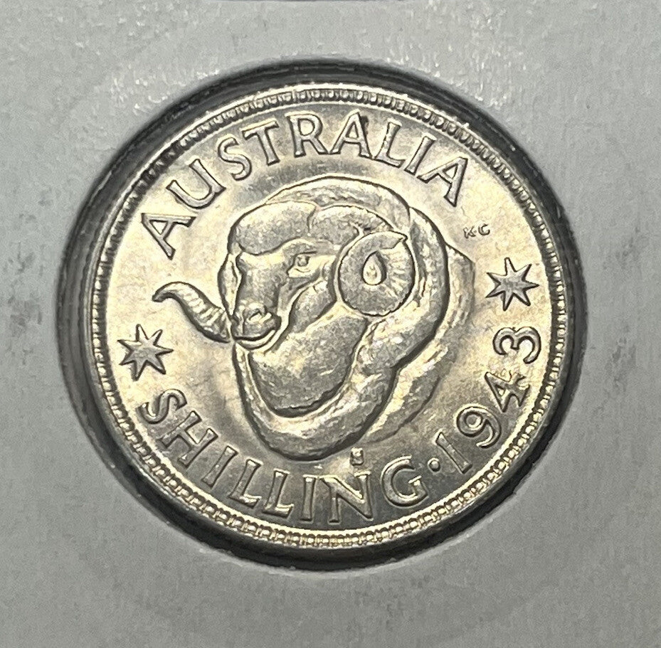 1943 s Shilling Coin - Choice Uncirculated ChUNC - Silver Predecimal George VI