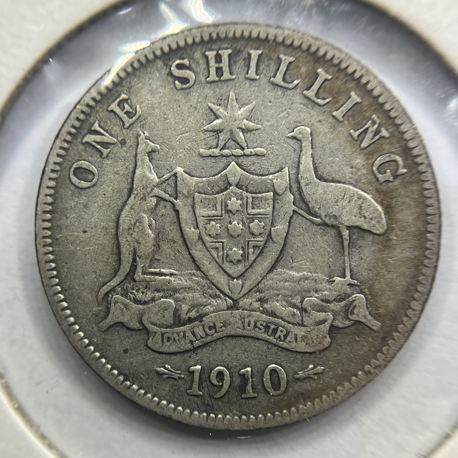 1910 Shilling Coin - almost Fine - Edward VII Silver Predecimal First Year