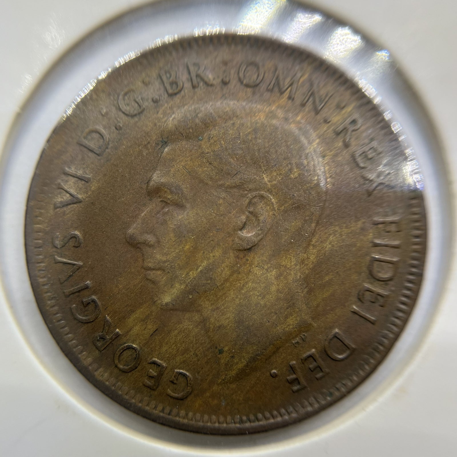 1951 Penny Error Coin - Significant Planchet Flaw perhaps Struck Through George