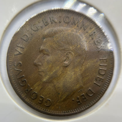 1951 Penny Error Coin - Significant Planchet Flaw perhaps Struck Through George