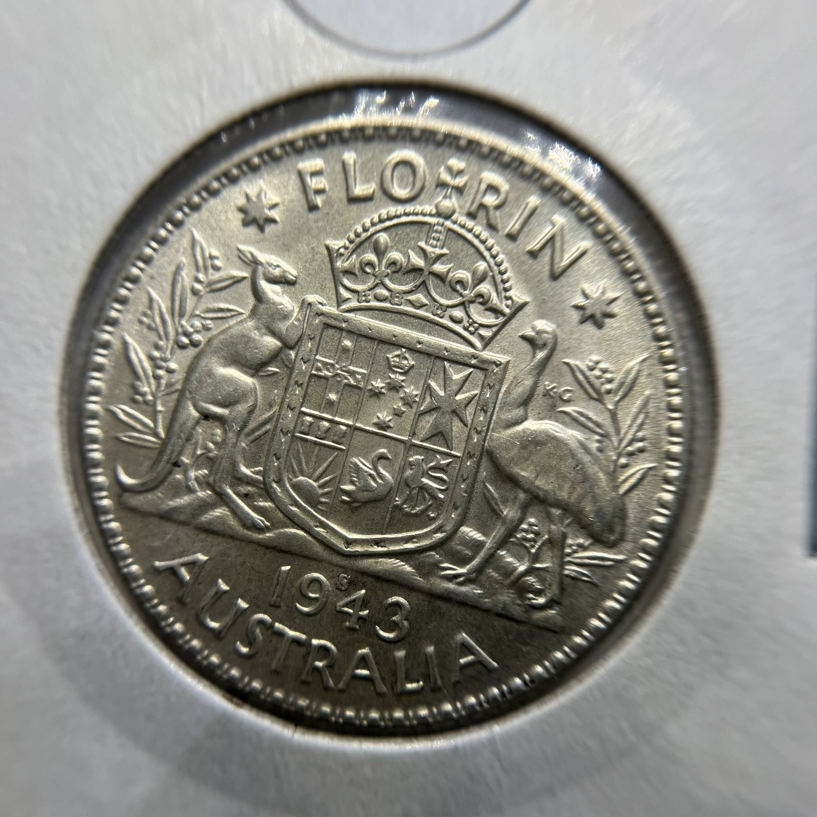 1943 s Florin Coin - Extremely Fine or better - George VI Silver Predecimal
