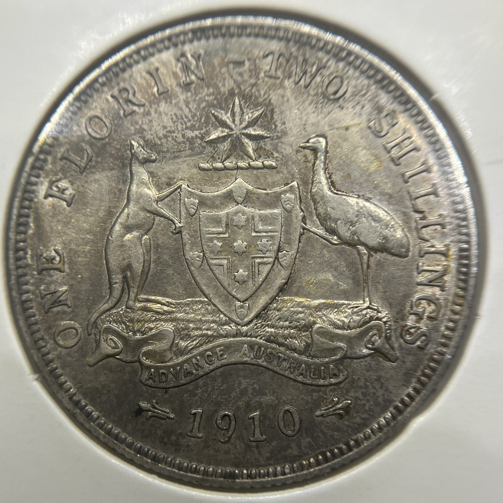 1910 Florin Coin - about Extremely Fine - Edward VII Silver Rare in This Grade