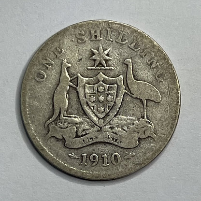 1910 One Shilling Coin - Average Circulated - Edward VII Silver Predecimal